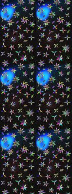 Çiçekli karalama şeklinde Raster çiçek deseni. Gri ve mavi renkte yaz çiçekleri. Raster illüstrasyonu.