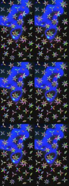 Soyut etnik raster çizim kalıbı. Kabile sanatı boho baskısı, klasik çiçek arkaplanı. Arkaplan dokusu, duvar kağıdı, gri ve mavi renkli çiçek teması.