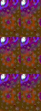 Desen, çizim, çiçek sınırı. Çiçek çelengi. Güzel, parlak, pürüzsüz kumaş, tuval. Kıvırcık, parlak örgü. Eski moda arka plan. Raster illüstrasyonu.