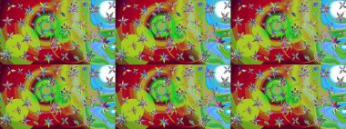 Gömlek baskısı için çiçek boyası. Çiçek desenli eskiz. Yeşil ve kırmızı renkte çiçekler.