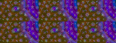 Küçük çiçekli yay deseni çiz. Raster illüstrasyonu. Suluboya tarzında kahverengi ve mor renkler üzerine.