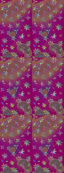 Güzel suluboya çiçekler, parlak boyalar küçük ve kahverengi çiçek desenli eskiz arkaplanı. Raster..