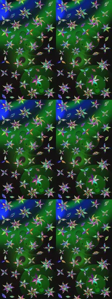 Raster düz çiçek çizim deseni. Hediye ambalaj kağıdı, tebrik kartları, posterler ve pankart tasarımı. Yeşil ve gri renkte çiçekler.