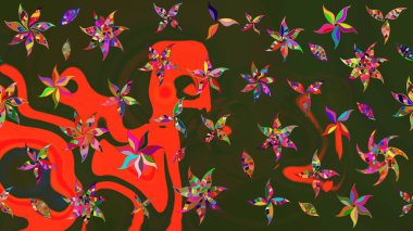 Raster - stok. Yeşil ve gri çiçekli eskiz deseni, suluboya çiçek deseni, sevimli çiçek, duvar kağıdı, kart veya kumaş için fayanslı.