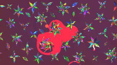 Raster illüstrasyonundaki çiçek desenli çizim. Güzel kumaş deseni. Renkli Bahar Teması eskiz kalıbı. Düz Çiçek Elementleri Tasarımı.