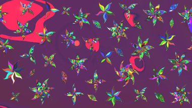 Tekstil için figür. Yapraklı çizim şekli. Şirin, zarif çiçekler Raster illüstrasyonu. Poster ya da kapak için arka plan. Davetiye ve kartpostal tasarımı için dekoratif çiçek unsurları.