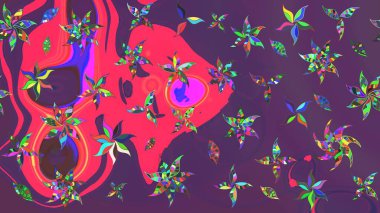 Mor ve pembe renkte çiçekler. Küçük çiçekte sevimli çiçek deseni var..