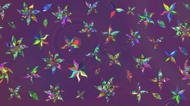 Mor ve mor renkli çiçekler. Çiçekli karalama şeklinde Raster çiçek deseni. Yumuşak, yaz çiçekli arka plan.