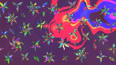 Renkli Bahar Teması eskiz kalıbı. Çiçek deseni. Chichi 'nin kumaş kalıbını çiz. Düz Çiçek Elementleri Tasarımı. Raster illüstrasyonu.