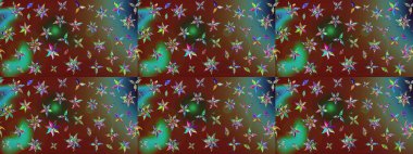 Çiçekli güzel suluboya desen. Raster illüstrasyonu. Kahverengi ve yeşil renklerde.