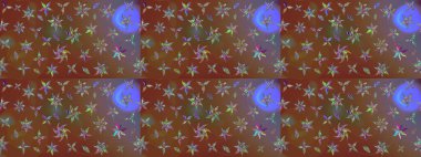 Çiçekli karalama şeklinde Raster çiçek deseni. Nazik, narin çiçek arkaplanı. Kahverengi ve nötr renkte çiçekler.