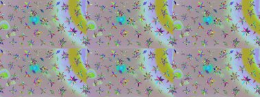 Yapraklı çiçekler ve doğal ve gri renklerde papatya çiçekleri. Eskiz arkaplan modeli. Raster - stok.