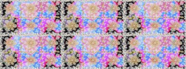 Altın desenli çiçek dekoru. Davetiyeler, kartlar, web sayfası için Raster illüstrasyon. Tarafsız renklerde altın element. Çizgi sanatı tasarım şablonu için kusursuz sınır. Doğu tarzı ögesi.