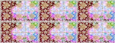 Raster illüstrasyonu. Kusursuz desenli altın elementler. Tarafsız renklerde Royal retro. Klasik çiçek dokusu. Altın şablon. Kart, duvar kağıdı, ambalaj, tekstil için klasik tasarım.