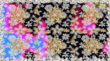 Gri ve nötr renklerde altın element. Gri ve nötr yerine altın rengi klasik barok çiçekli desenler. Lüks, kraliyet ve Viktorya dönemi konsepti. Süslü raster dekorasyonu.