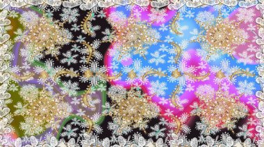 Tarafsız ve gri renklerde, altın elementli klasik, pürüzsüz desen. Raster illüstrasyonu.