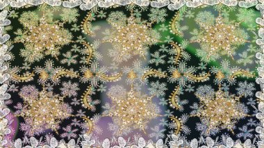 Raster geleneksel oryantasyon süsü. Kusursuz klasik altın desen. Altın desenli gri ve nötr renkler ve altın elementler.