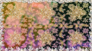 Bej ve gri renkte desen. Kına dövmeli süs çiçekleri, altın çıkartmalar, mehndi ve yoga tasarımı, kartlar ve parmak izleri. Raster altın mehndi kusursuz desen.