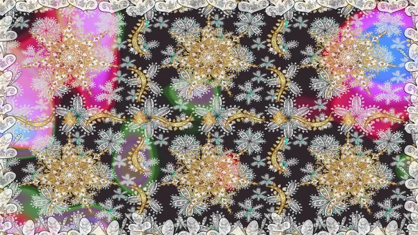 Damask kusursuz yinelenen arkaplan. Doku arka planında altın duvar kâğıdı. Gri ve nötr renklerde altın element. Barok tarzında altın çiçekli süs..