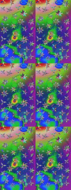 Renkli Bahar Teması eskiz kalıbı. Düz Çiçek Elementleri Tasarımı. Çiçek deseni. Raster çizimi. Güzel kumaş deseni..