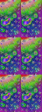 Zentangle soyut çiçekleri. Raster illüstrasyonu. Güzel kumaş deseni. Renkli Bahar Teması eskiz kalıbı. Karalama çiçeği. Düz Çiçek Elementleri Tasarımı.