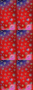 Renkli Bahar Teması eskiz kalıbı. Düz Çiçek Elementleri Tasarımı. Çiçekli çizim şekli. Kırmızı ve pembe renkte çiçekler.