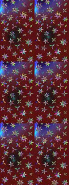 Tekstil için suluboya eskiz deseni. El çizimi çiçek çizimi deseni (fayans). Şirin çiçekler, şal desenli, kırmızı ve kahverengi renkli çizim deseni.