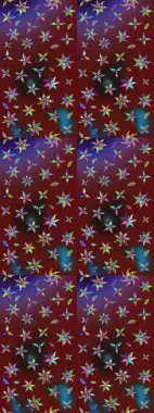 Düz Çiçek Elementleri Tasarımı. Renkli Yaz Temalı eskiz kalıbı. Kırmızı ve kahverengi renkte çiçekler. Raster illüstrasyonunda çiçek deseni çizimi.