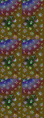 Klasik çiçekler. El çizimi, soyut ve süslü elementler. Yeşil ve kahverengi renkler. Suluboya resim taklit Raster çizimi. Yaz çiçekleri teması.