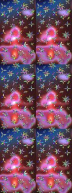 Renkli Bahar Teması eskiz kalıbı. Çiçekli çiçek deseni, suluboya. Raster illüstrasyonu. Düz Çiçek Elementleri Tasarımı. Kahverengi ve mavi renkte çiçekler.