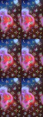 Kahverengi ve mavi çiçekli eskiz deseni, suluboya çiçek deseni, sevimli çiçek, duvar kağıdı, kart veya kumaş için fayanslı. Raster - stok.