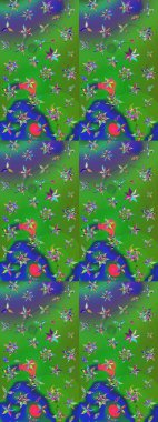 Düz Çiçek Elementleri Tasarımı. Raster illüstrasyonu. Renkli Bahar Teması eskiz kalıbı. Chichi 'nin kumaş kalıbını çiz. Çiçek deseni.