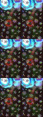 Şirin çiçekler. Raster Moda kumaş deseni. Çizgi çizimi deseni.