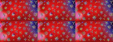 Raster illüstrasyonu. Kırmızı ve pembe kıvırcık çiçekler kırmızı ve pembe renklerde. Klasik çiçek tasarım elementleri.