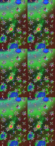 Yeşil ve kahverengi renkli çiçekler. Çiçekli karalama şeklinde Raster çiçek deseni. Yumuşak, bahar çiçekli arka plan.