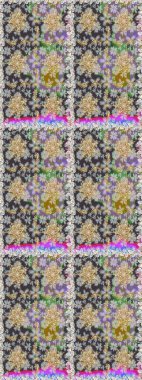 Gri renklerdeki altın element. Damask arkaplanı tekerrür ediyor. Antika altın tekrarlanabilir duvar kağıdı. Barok tarzında altın çiçek süsü..