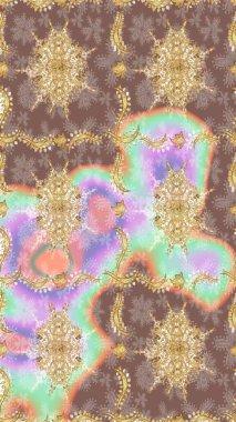 Raster oryantal süs. Altın elementlerle bej renklerde altın desen. Altın deseni çiz.