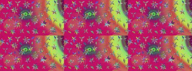 Raster çiçek desenleri çiziyor. Vadinin çiçekleri morumsu ve pembe renklerde.