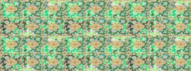 Altın elementlerle yeşil renklerde altın desen. Klasik altın desenli çizim. Raster geleneksel oryantasyon süsü.