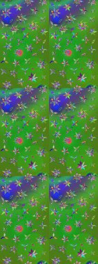 Renkli Bahar Teması eskiz kalıbı. Çiçeksel fantezi tasarımı ve parlak bir arka plan çizimi. Düz Çiçek Elementleri Tasarımı.