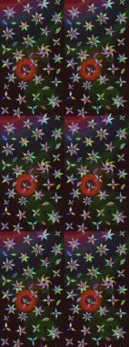 Renkli Yaz Temalı eskiz kalıbı. Gri ve kahverengi renkli çiçekler. Raster illüstrasyonundaki çiçek desenli çizim. Düz Çiçek Elementleri Tasarımı.