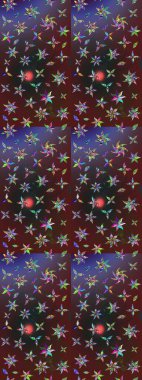 Mor ve kahverengi renkli şirin tekstil. Çiçek duvar kâğıdı. Çiçek arkaplan. Raster illüstrasyonu. Renkli çizim deseni.