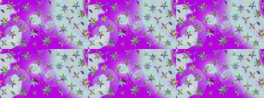 Raster illüstrasyonundaki çiçek desenli çizim. Tarafsız ve mor renkte çiçekler.