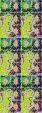 Geleneksel raster ve altın desen. Damask eskiz süsü. Yeşil renkler üzerinde klasik oryantal desen.