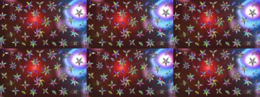 Dallı bahar çiçekleri ile desen, kahverengi ve mor renkler ile çiçek silueti. Raster deseni.