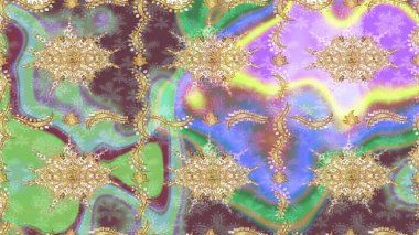 Klasik Raster Golden eskiz kalıbı. Tarafsız renklerde altın elementlerle çizim. Klasik klasik klasik arka plan. Geleneksel oryantasyon süsü.