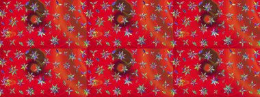 Çiçekli çiçek deseni, suluboya. Kırmızı ve turuncu renkte çiçekler. Renkli bahar temalı eskiz kalıbı. Düz Çiçek Elementleri Tasarım Raster illüstrasyonu.