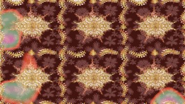 Doğulu stil, altın elementlerle kahverengi renklerde altın desenli arabesk yapar. Raster altın desen. Kıvrımlı çizimler.