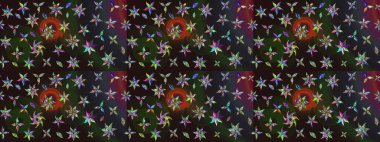 Soyut etnik raster çizim kalıbı. Çiçekler. Vadinin çiçekleri gri ve kahverengi renklerde.