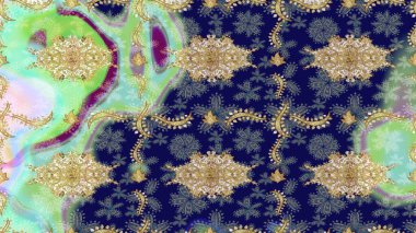 Noel, kar tanesi, yeni yıl 2019. Mavi renklerde altın elementli eskiz kalıbı.